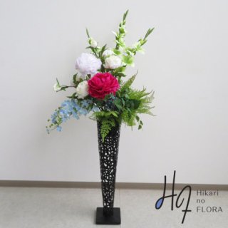 光触媒造花アレンジメント【スタンド７０型ＲＤ５８０】色彩が綺麗な高級造花スタンドです。高さ１４０�