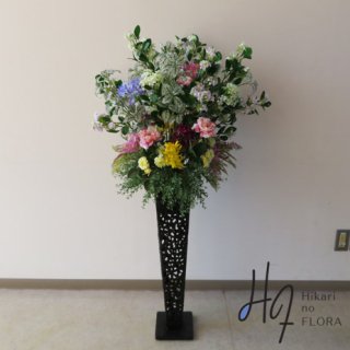 光触媒造花アレンジメント【スタンド７０型ＲＤ603】ジャスミンでアレンジした、高さ１３０ｃｍの高級造花スタンドです。