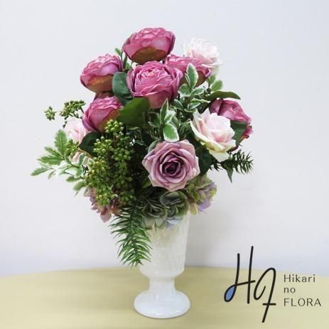 光触媒加工 フラワーアレンジメント｜ローズとグリーンフラワーのエレガントアレンジ 光触媒加工 フラワーアレンジメント｜ローズとグリーンフラワー