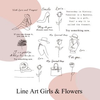 Line Art GirlFlower 饤󥢡ȥե ڹA3ž̻ 