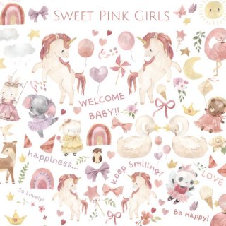 Sweet Pink Girls Animals ȥԥ󥯥륺˥ޥ A4 ž̻