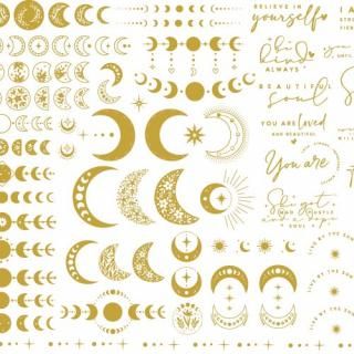 ǥƫѡMoon Phases Cute Positive GOLD 礱 塼ȥݥƥ A4 ƥ᥿å