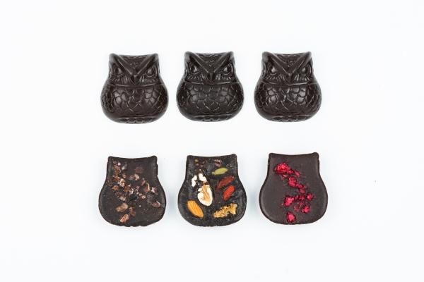 定番人気ギフト商品 Owl Chocolate 6per 1set With Special Wood Box 梟 ローチョコレート 3種セット 木箱入り