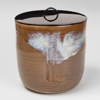 茶道具、水指、高取釉四方、雄斉作、こま33番 美術品