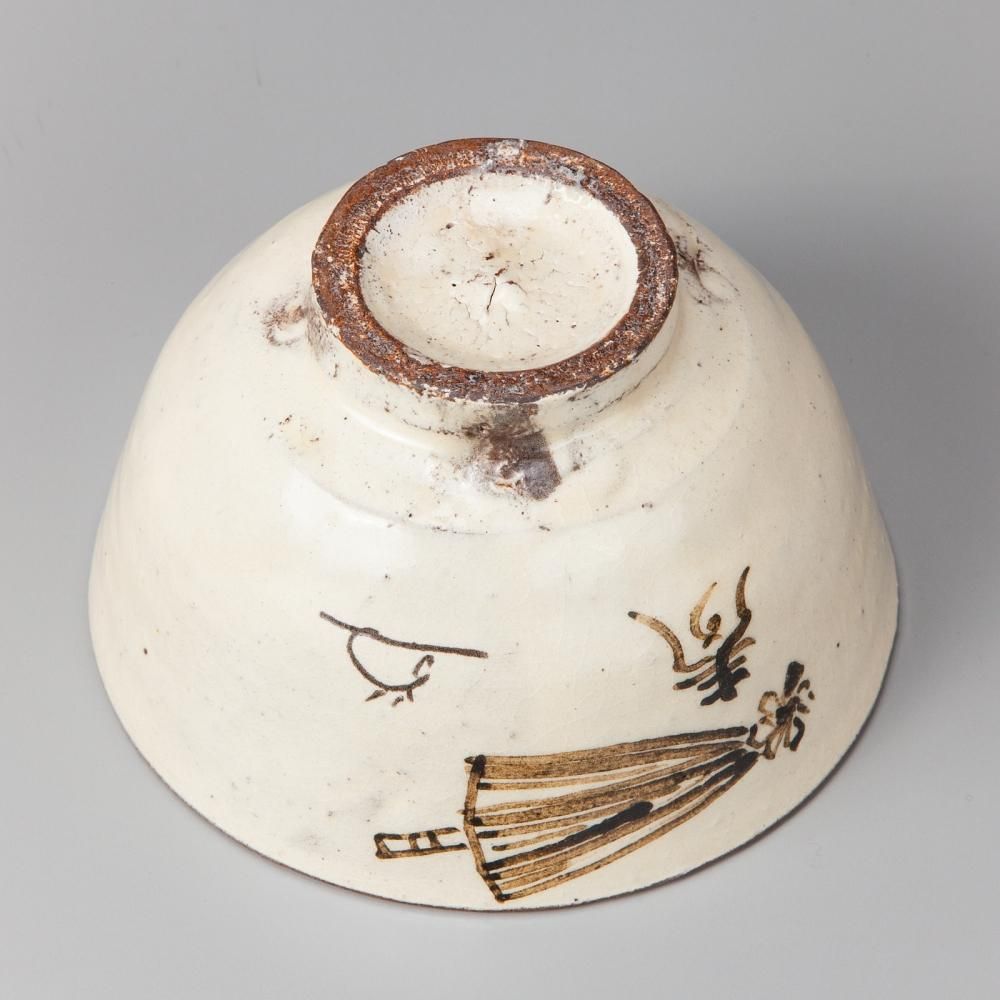 紅心宗慶宗匠好画「未」 粉引茶碗 14代中里太郎右衛門作