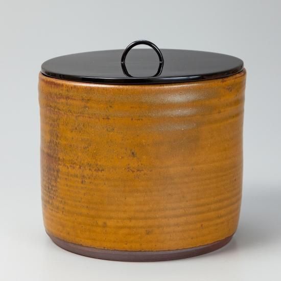 茶道具 中村宗悦作 木製溜塗 曲水指 認得斎好 内黒 元箱