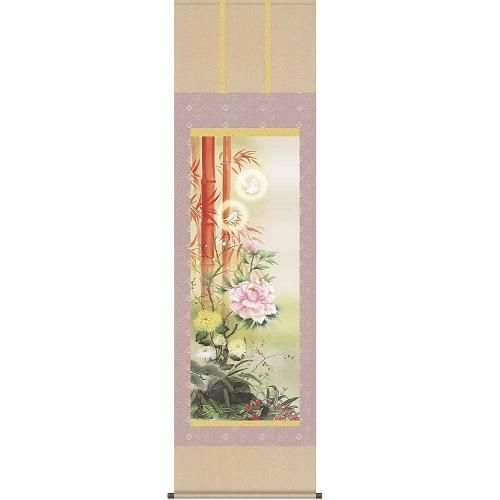 掛軸 日本画 吉祥百花繚乱図 掛け軸 掛軸 吉祥百花繚乱図（尺5） - サンワイ商事