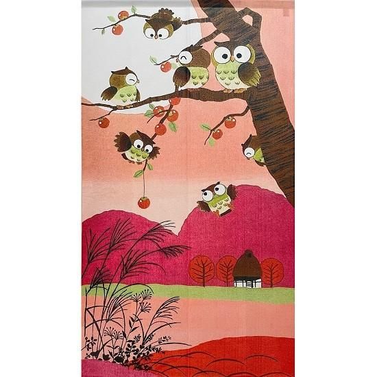 開運　七ふくろう四季のれん　春夏秋冬 (4枚セット) 開運 七ふくろう四季のれん - サンワイ商事