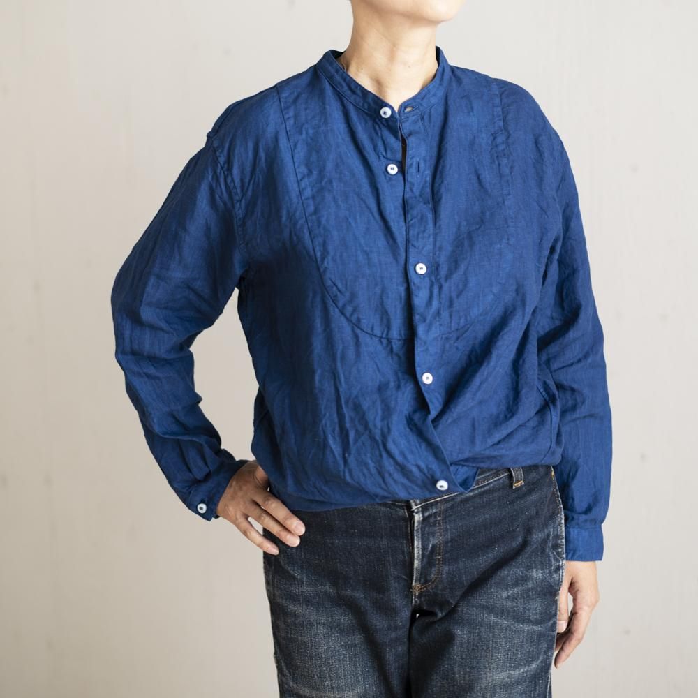 切替シャツ リネン 藍染・墨染・泥藍染 | 宝島染工公式通販