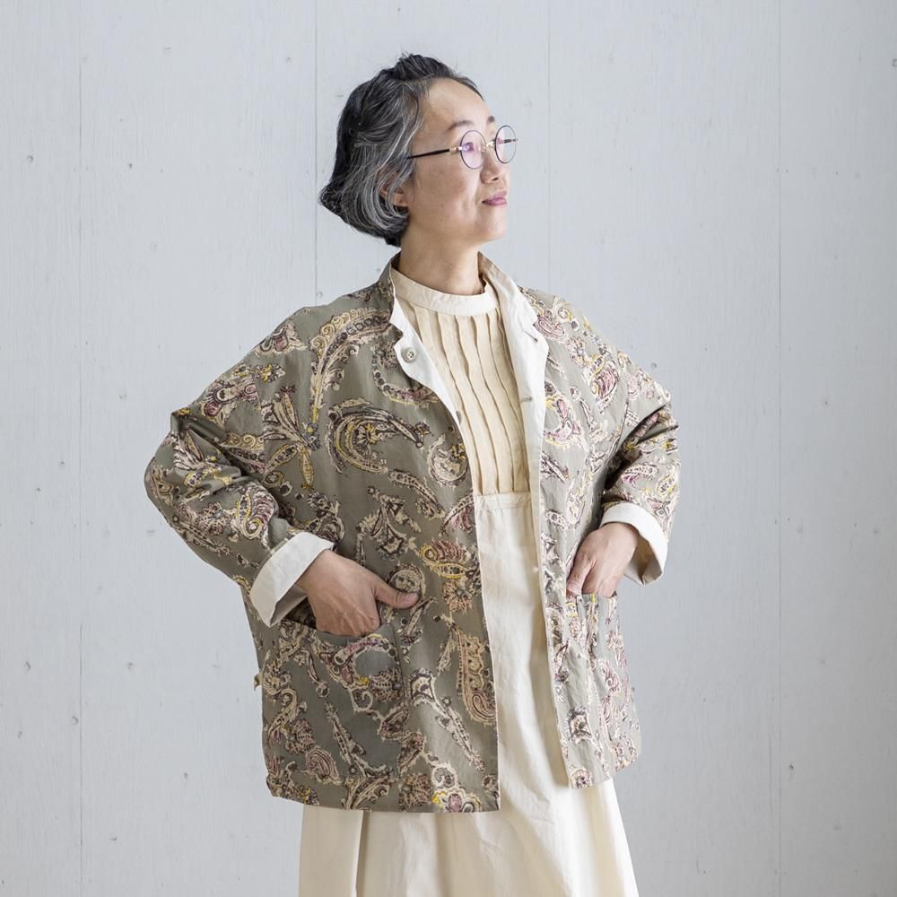 【極美品】刺繍入りトリコチンウール ショートジャケット ショートジャケット 墨染・草木染 | 宝島染工公式通販