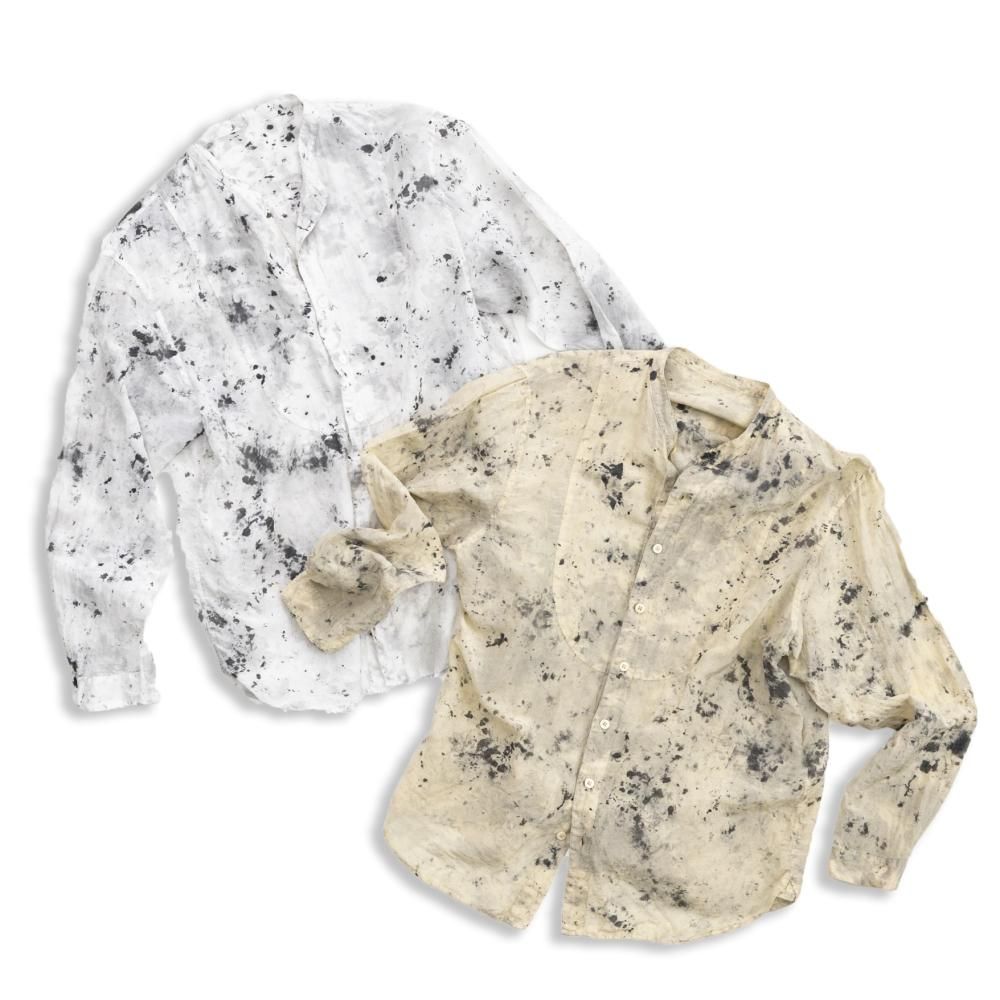 切替シャツシルクコットン Cold Stone （ WHITE / BEIGE