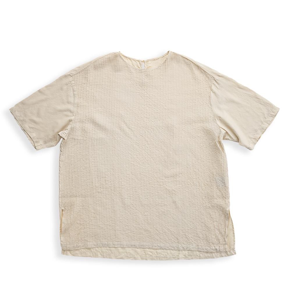 スクエアピンタックブラウス（LIGHT GRAY / BEIGE ） - 公式