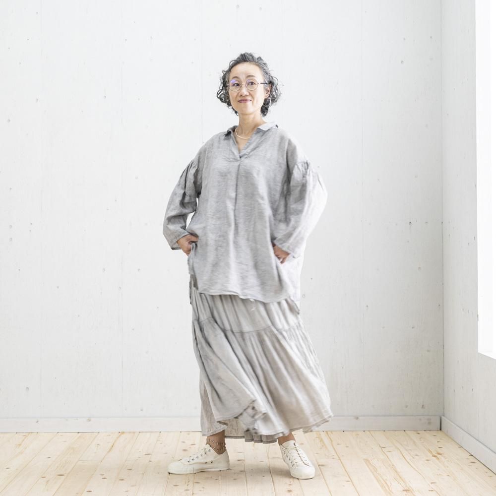 新品 gasa 天然染めブラウス グレー系 native villge セール】起毛ピコレースブラウス（シャツ/ブラウス）｜studio CLIP