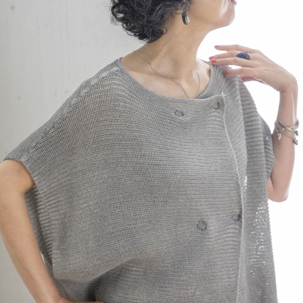 春のコレクション 和紙ニットダブルベスト(GRAY/BLACK) 公式オンラインストア - トップス
