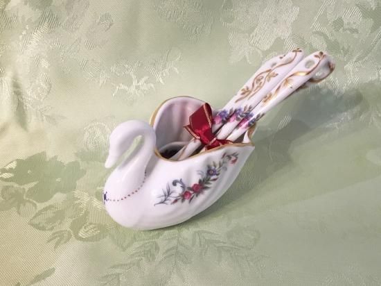 ガラス製 白鳥の置物 セット