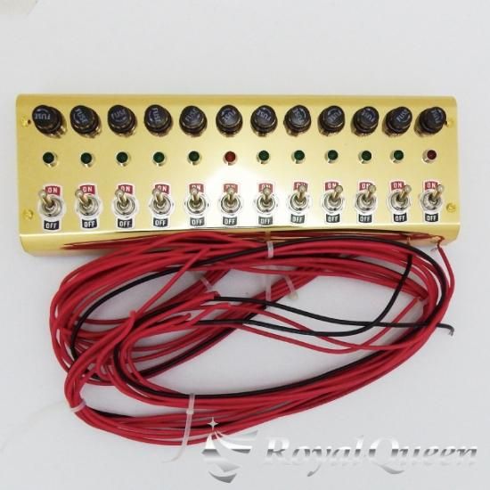 送料無料】豪華 ゴールドメッキ 12連 スイッチボックス 12v/24v 送料無料】豪華 ゴールドメッキ 12連 スイッチボックス 12v/24v