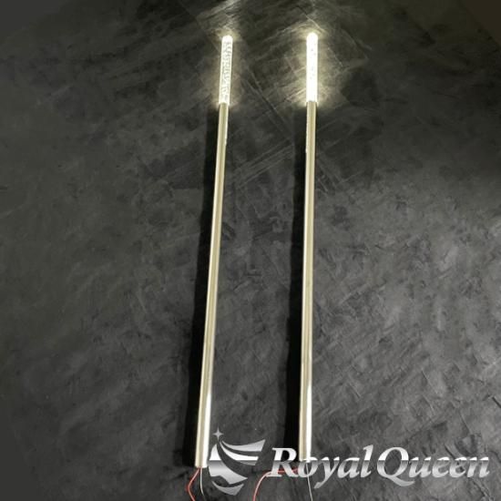 オートバイ用 旗棒白 LED ブルー 発光 フラッグポール 900mm