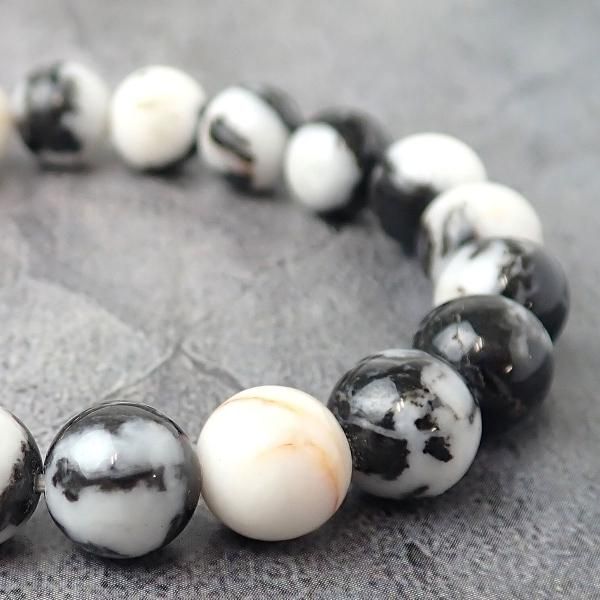 ゼブラジャスパー ラウンド 10mm 内周16.5cm ブレスレット