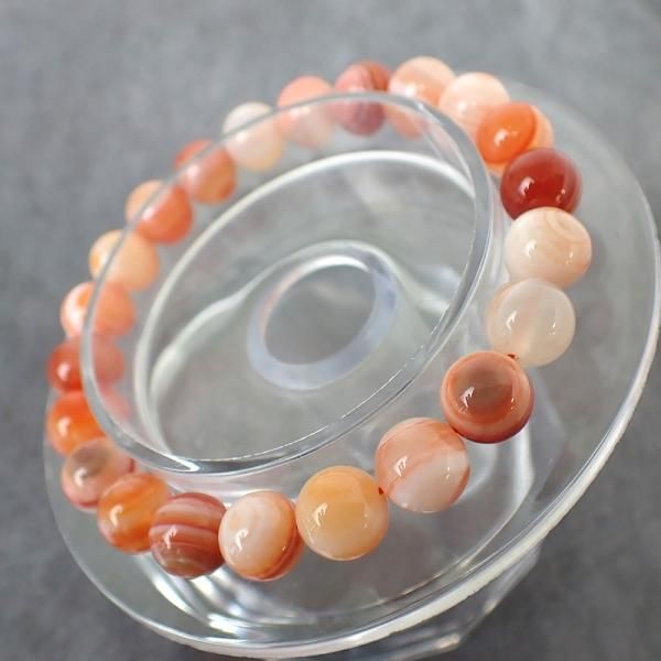 オレンジ天眼石 ラウンド 8.5mm 内周15.5cm ブレスレット [X4354