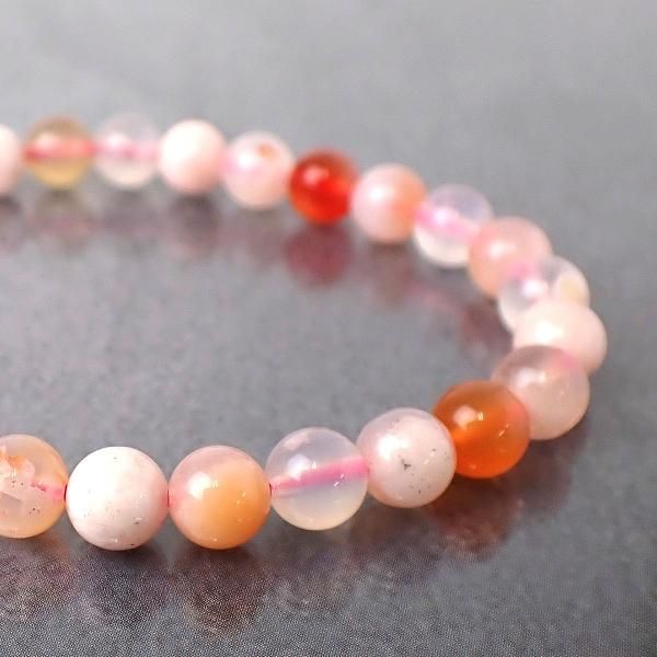 桜瑪瑙(サクラカルセドニー) ラウンド 6mm 内周15.5cm ブレスレット