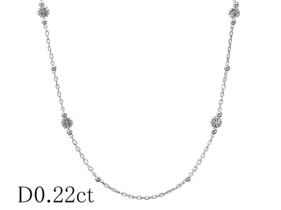 ダイヤモンド/0.22ct デザイン ロング ネックレス K18WG - ジュエリー・時計【ジュエル＆ウォッチサプライ】