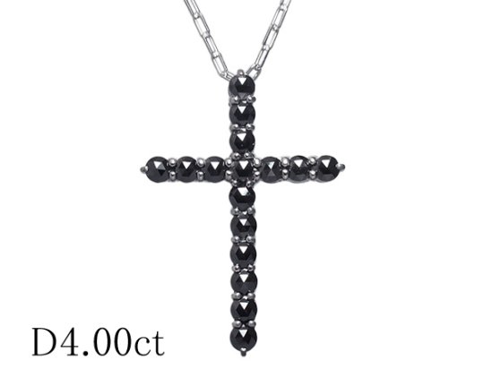 ブラックダイヤモンド/4.00ct クロス デザイン ネックレス K18WG - ジュエリー・時計【ジュエル＆ウォッチサプライ】
