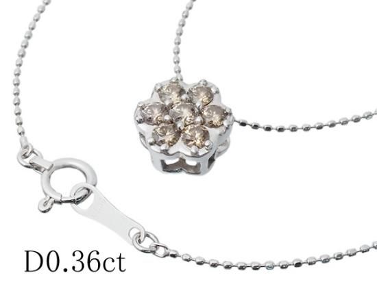 ダイヤモンド/0.36ct フラワーモチーフ ネックレス K18WG - ジュエリー