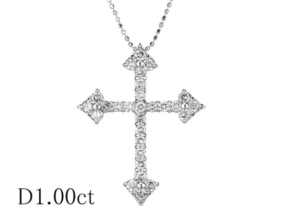 ダイヤモンド/1.00ct クロスモチーフ ネックレス K18WG - ジュエリー・時計【ジュエル＆ウォッチサプライ】