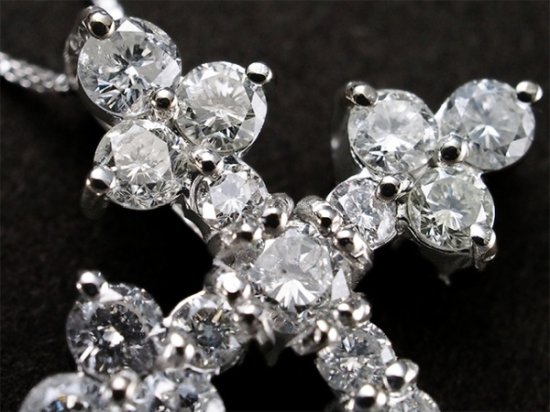 ダイヤモンド/1.00ct クロスモチーフ ネックレス K18WG, - ジュエリー・時計【ジュエル＆ウォッチサプライ】