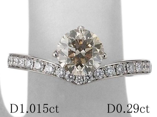 1Pダイヤモンド/1.015ct US-SI2-F ダイヤ/0.29ct デザイン リング ...