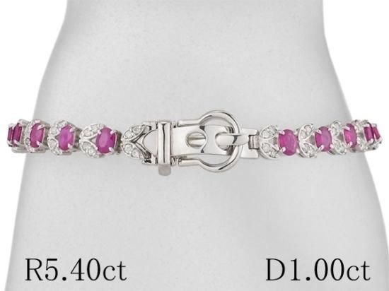 ルビー/5.40ct ダイヤモンド/1.00ct ベルトモチーフデザイン ブレスレット K18WG, - ジュエリー・時計【ジュエル&ウォッチサプライ】 モチーフデザインブレスレット