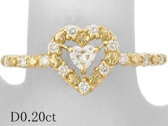 アーカー ダイヤモンド/0.20ct プリンセスハート リング K18YG
