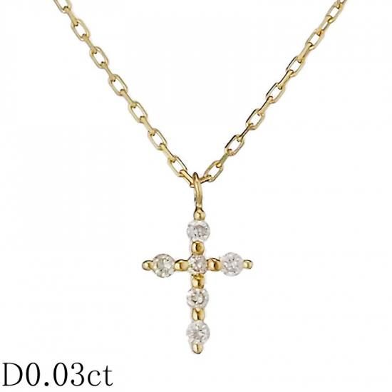 アガット ダイヤモンド/0.03ct クロス ネックレス K18YG アガット ダイヤモンド/0.03ct クロス ネックレス K18YG