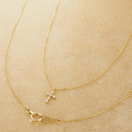 アガット ダイヤモンド/0.03ct クロス ネックレス K18YG アガット ダイヤモンド/0.03ct クロス ネックレス K18YG