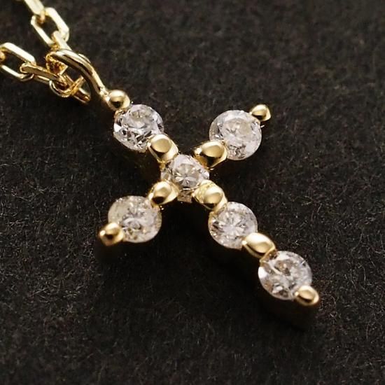 アガット ダイヤモンド/0.03ct クロス ネックレス K18YG アガット ダイヤモンド/0.03ct クロス ネックレス K18YG