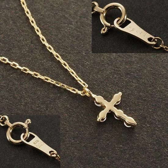 アガット ダイヤモンド/0.03ct クロス ネックレス K18YG アガット ダイヤモンド/0.03ct クロス ネックレス K18YG