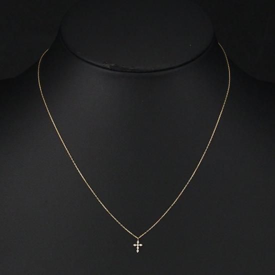 アガット ダイヤモンド/0.03ct クロス ネックレス K18YG アガット ダイヤモンド/0.03ct クロス ネックレス K18YG