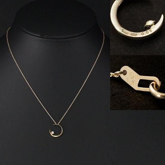 最終値下STAR JEWELRY K18 WGダイヤモンドムーンライトネックレス MOON SETTING DIAMOND NECKLACE 0.10ct(2ZN1830)K18 ネックレス