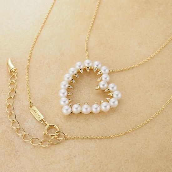 タサキ パール ダイヤ/0.07ct デインジャー ハート ネックレス タサキ パール ダイヤ/0.07ct デインジャー ハート ネックレス