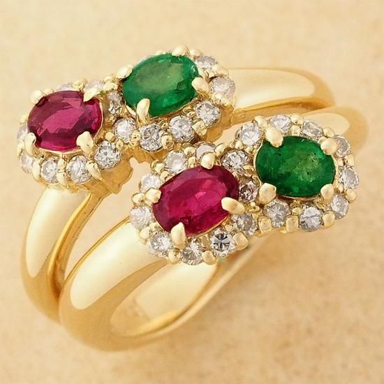 ルビー サファイア エメラルド ダイヤ リング K18YG 14号 H9346