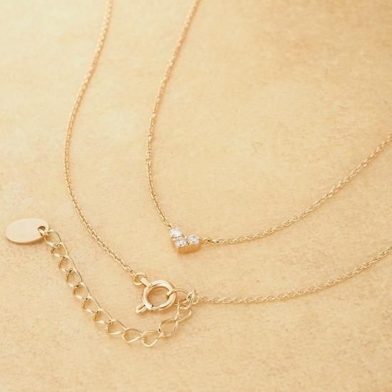 K10 PG 4℃ ダブルハートネックレス ダイヤモンド ヨンドシー K10PG ピンクゴールド ダイヤ ハート モチーフ