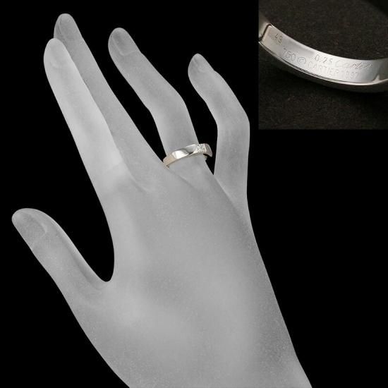 カルティエ ダイヤモンド/0.25ct タンク リング K18WG #49 箱付