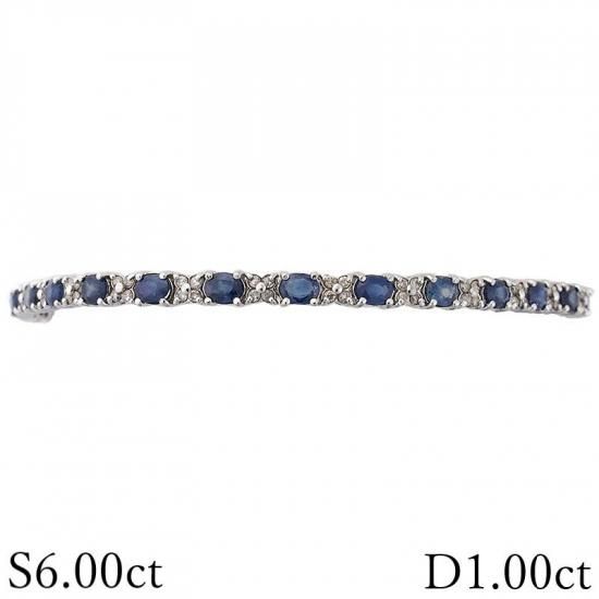 全ての サファイア/6.00ct ダイヤモンド/1.00ct デザイン ブレスレット サファイア