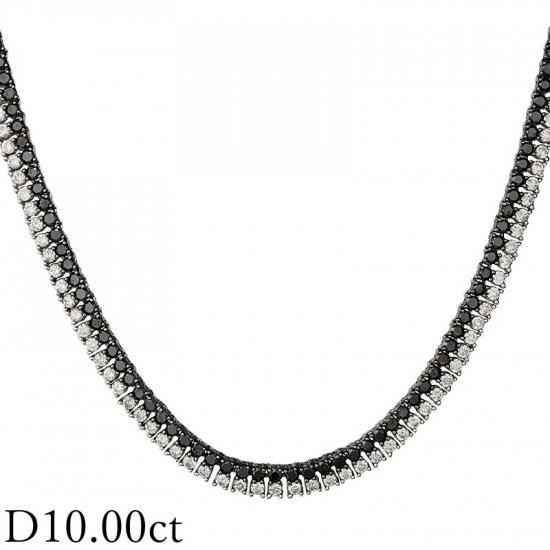 ダイヤモンド/10.00ct ブラックダイヤ 2重 デザイン ネックレス ダイヤモンド/10.00ct ブラックダイヤ 2重 デザイン ネックレス