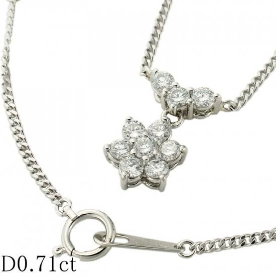ダイヤ/0.71ct フラワー ネックレス Pt900/Pt850 I1251 ダイヤ/0.71ct フラワー ネックレス Pt900/Pt850 I1251