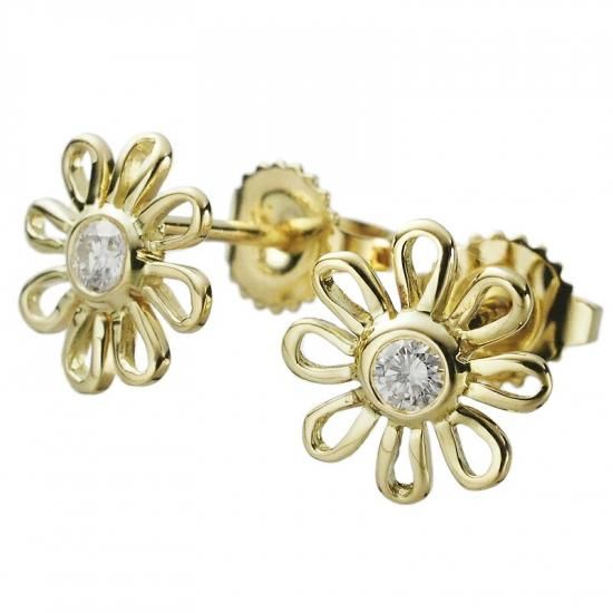 ティファニー ダイヤモンド デイジーフラワー ピアス K18YG