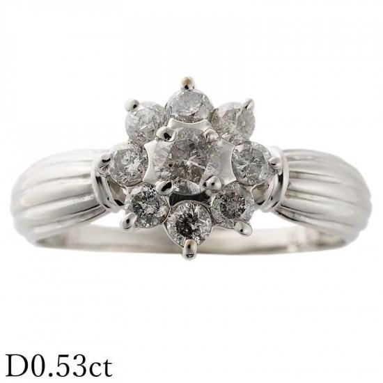 ダイヤモンド/0.53ct フラワー リング Pt900 14号 I2228