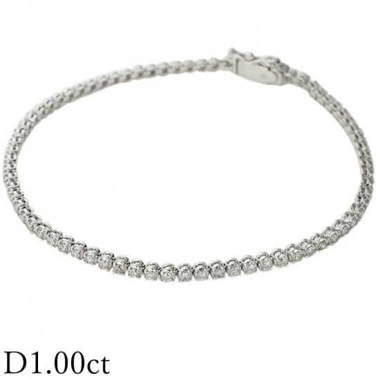 出産祝いなども豊富 ブレスレット テニス ダイヤモンド/1.00ct K18WG ジュエリー - アクセサリー