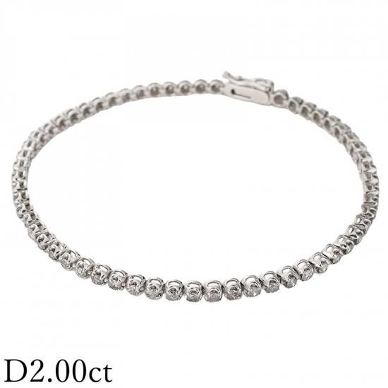 K18WG テニスブレスレット ダイヤ2.00ct付き K18WG テニスブレスレット ダイヤ2.00ct付き