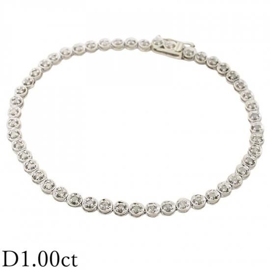 ダイヤモンド/1.00ct テニス ブレスレット K18WG I3082 ダイヤモンド/1.00ct テニス ブレスレット K18WG I3082